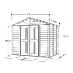 Duramax Aluminium & Vinyl Plastic Storage Shed (Ivory, 325 x 247 x 233 cm)
