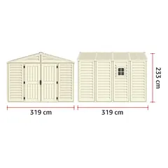 Duramax Aluminium & Vinyl Plastic Storage Shed (Ivory, 326 x 325 x 233 cm)