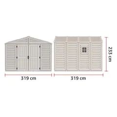 Duramax Aluminium & Vinyl Plastic Storage Shed (Adobe, 326 x 325 x 233 cm)