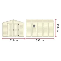 Duramax Aluminium & Vinyl Plastic Storage Shed (Ivory, 325 x 405 x 233.2 cm)