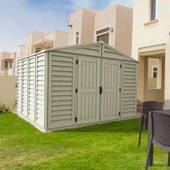 Duramax Aluminium & Vinyl Plastic Storage Shed (Ivory, 325 x 405 x 233.2 cm)