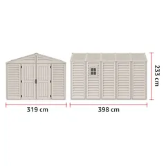Duramax Aluminium & Vinyl Plastic Storage Shed (Adobe, 325 x 405 x 233.2 cm)