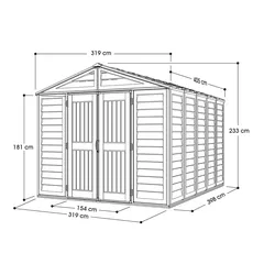 Duramax Aluminium & Vinyl Plastic Storage Shed (Adobe, 325 x 405 x 233.2 cm)