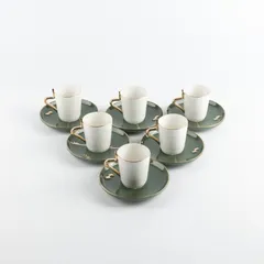 Otantik Liqaa Turkish Coffee Set (Olive & Gold, 12 Pc.)
