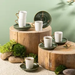 Otantik Liqaa Turkish Coffee Set (Olive & Gold, 12 Pc.)