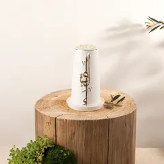 Otantik Liqaa Electronic Candle Holder (Small, Pearl White & Gold)