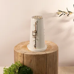 Otantik Liqaa Electronic Candle Holder ( Medium, Beige & Gold)