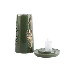 Otantik Liqaa Electronic Candle Holder ( Medium, Olive & Gold)