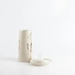 Otantik Liqaa Electronic Candle Holder (Large, Beige & Gold)