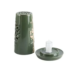 Otantik Liqaa Electronic Candle Holder (Large, Olive & Gold)