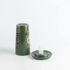 Otantik Liqaa Electronic Candle Holder (Large, Olive & Gold)