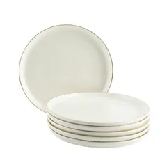 Otantik Liqaa Serving Plates (Pearl White & Gold, 6 Pc.)
