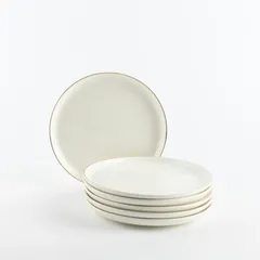 Otantik Liqaa Serving Plates (Pearl White & Gold, 6 Pc.)