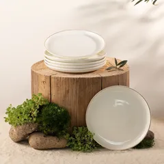 Otantik Liqaa Serving Plates (Pearl White & Gold, 6 Pc.)