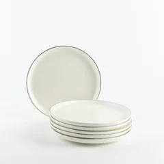 Otantik Liqaa Serving Plates (Pearl White & Silver, 6 Pc.)
