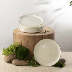 Otantik Liqaa Serving Plates (Pearl White & Silver, 6 Pc.)
