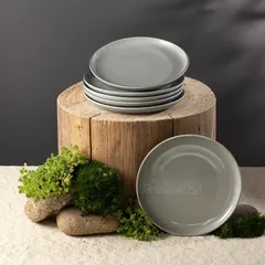 Otantik Liqaa Serving Plates (Grey & Silver, 6 Pc.)