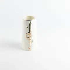 Otantik Liqaa Porcelain  Flower Vase (Small, Pearl White & Gold)