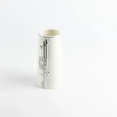 Otantik Liqaa Porcelain Flower Vase (Small, Pearl White & Silver)