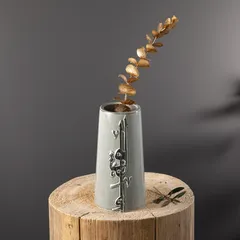 Otantik Liqaa Porcelain Flower Vase (Small, Grey & Silver)