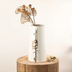 Otantik Liqaa Porcelain Flower Vase (Large, Pearl White & Gold)