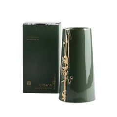 Otantik Liqaa Porcelain Flower Vase (Large, Olive & Gold)
