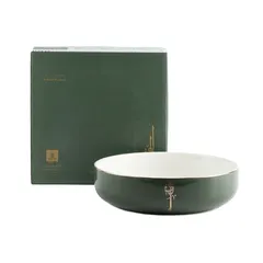 Otantik Liqaa Porcelain Salad Bowl (Olive & Gold)