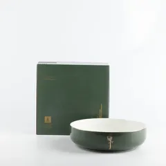 Otantik Liqaa Porcelain Salad Bowl (Olive & Gold)
