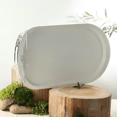 Otantik Liqaa Metal Serving Tray (Pearl White & Silver)