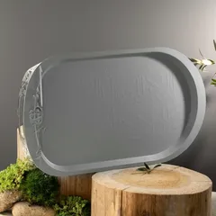 Otantik Liqaa Metal Serving Tray (Grey & Silver)