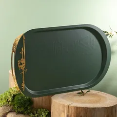 Otantik Liqaa Metal Serving Tray (Olive & Gold)