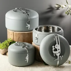 Otantik Liqaa Food Warmer Set (Grey & Silver)