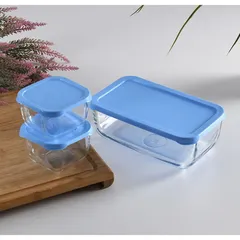 Pasabahce Glass Snowbox Storage Bowl Set (Clear, 3 Pc.)