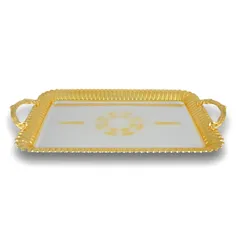 Home Maker Rectangular Serving Tray Set, C-T1213 (Large & Mideum, Silver & Gold, 2 Pc.)