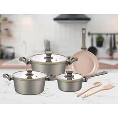 Orchid Alunimum Cookware Set (24 x 12 cm, 9 Pc.)