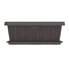 Cosmoplast Cedargrain Rectangular Plant Pot W/Tray (18 L, Dark Brown)