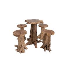 4-Seater Teak Wood High Table & Chair Set Khashabeesta