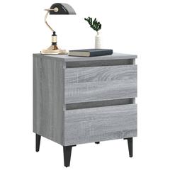 vidaXL Engineered Wood Bedside Cabinet W/Metal Legs (40 x 35 x 50 cm, Grey Sonoma)