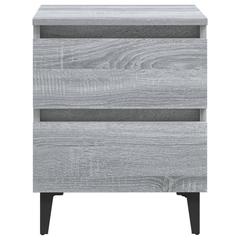 vidaXL Engineered Wood Bedside Cabinet W/Metal Legs (40 x 35 x 50 cm, Grey Sonoma)