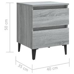 vidaXL Engineered Wood Bedside Cabinet W/Metal Legs (40 x 35 x 50 cm, Grey Sonoma)