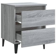 vidaXL Engineered Wood Bedside Cabinet W/Metal Legs (40 x 35 x 50 cm, Grey Sonoma)