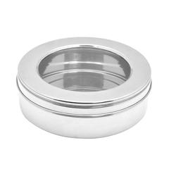 Raj Stainless Steel Storage Container W/Glass Lid (17 cm)