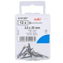 Suki 6151207 Steel Nails with Brass Head (2 x 20 mm, Pack of 12)