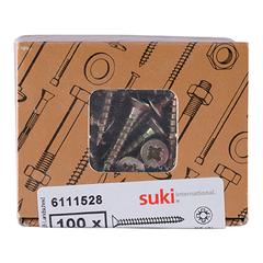 Suki Pozidriv Chipboard Screws (25 x 4 mm, Pack of 100, Yellow Zinc)