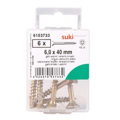 Suki 6153733 Countersunk Raised Chipboard Screws (4 x 0.6 cm, Pack of 6)