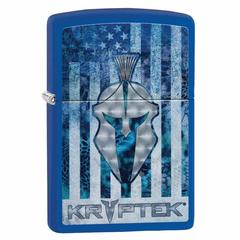 ولاعة زيبو بتصميم علم أمريكا و كريبتيك 49179229 (أزرق ملكي مطفي)