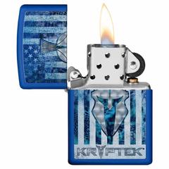 ولاعة زيبو بتصميم علم أمريكا و كريبتيك 49179229 (أزرق ملكي مطفي)