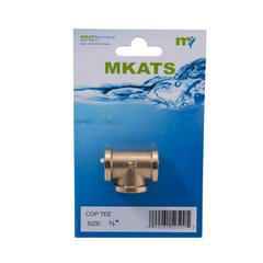 Mkats Copper Tee Pipe Fitting 1/2in