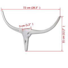 vidaXL Wall Mounted Aluminum Bull’s Head Decoration Silver 72 cm
