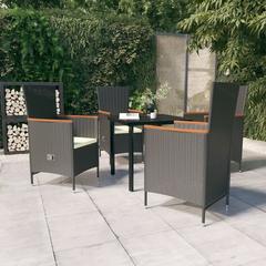 4-Seater Poly Rattan Garden Dining Set W/Cushions vidaXL (Black)